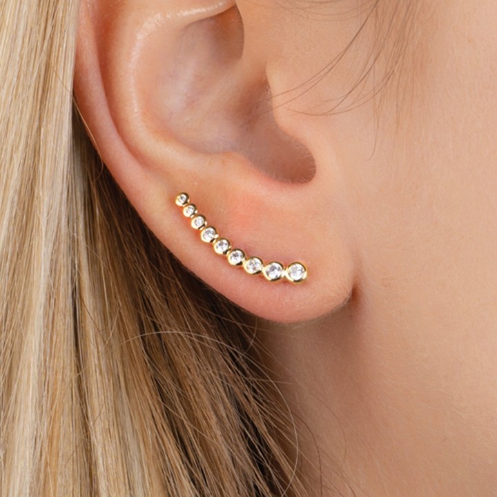 Boucle D'Oreille Plaqué Or 750 3Mic Oz
